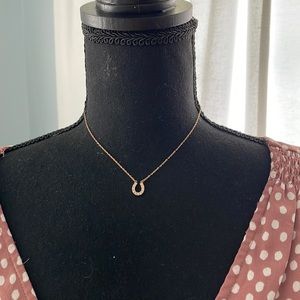 Swarovski rose gold plated U shape diamond necklace